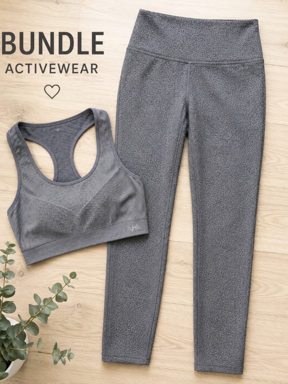Ruko Sports Bra + Kyodan Outdoor Herringbone Leggings Activewear Bundle